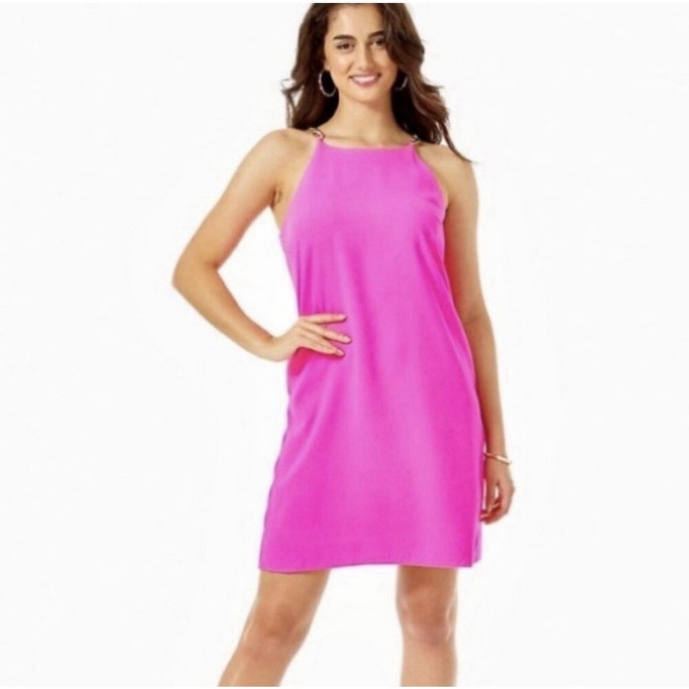 Lilly Pulitzer Adrienne Dress in Raz Berry Hot Pink Sz 8